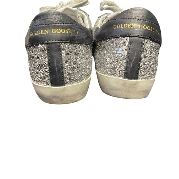 Golden Goose Superstar Silver Glitter Animal Print Star Sneakers Size 39 / US 9 - Picture 7 of 12